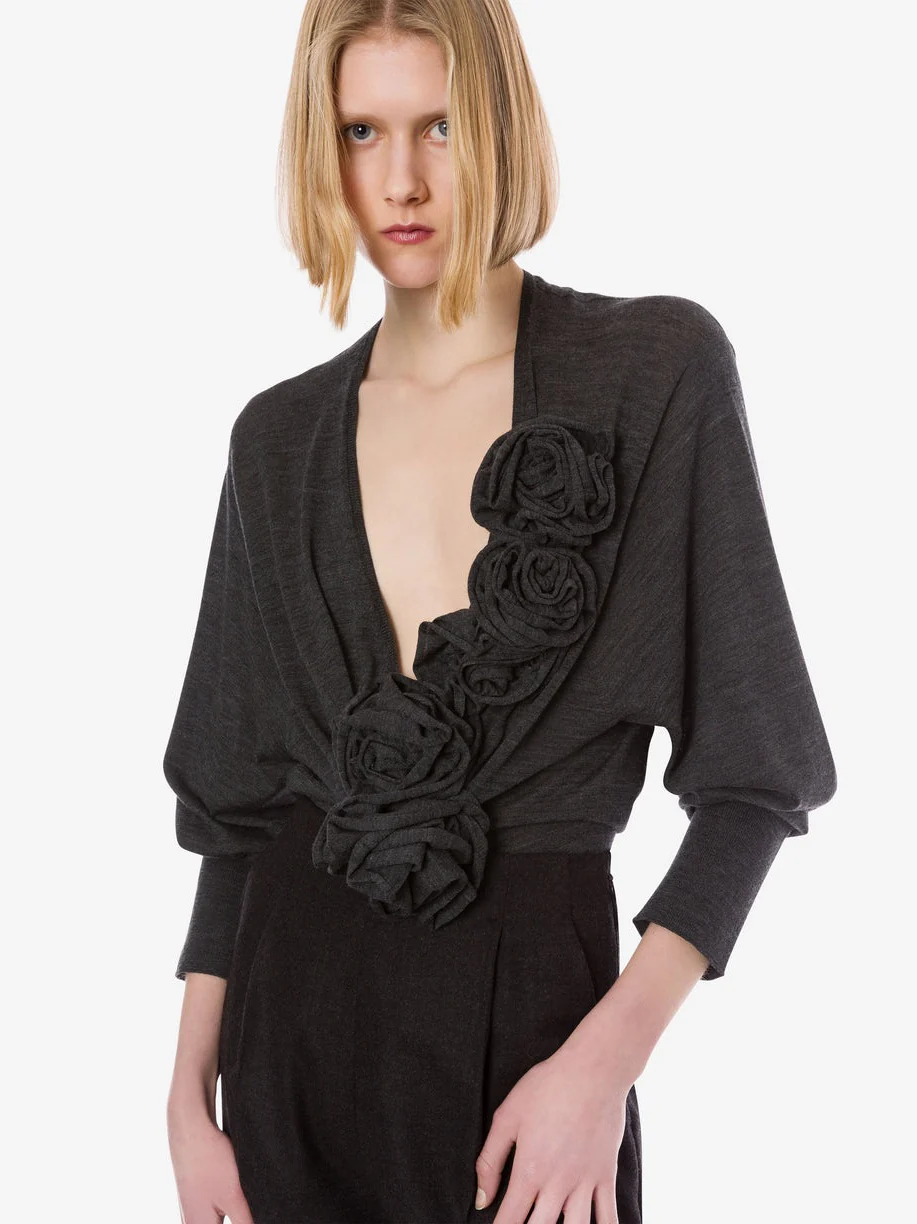 Pure merino wool sweater with floral embroidery - Image 4